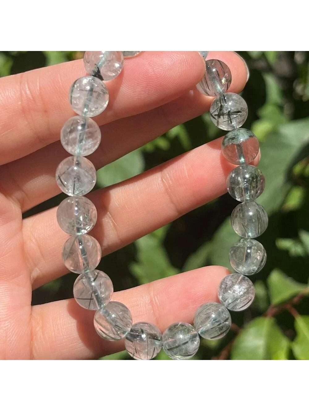 9.5mm stretchable green rutilated quartz bracelet 1832